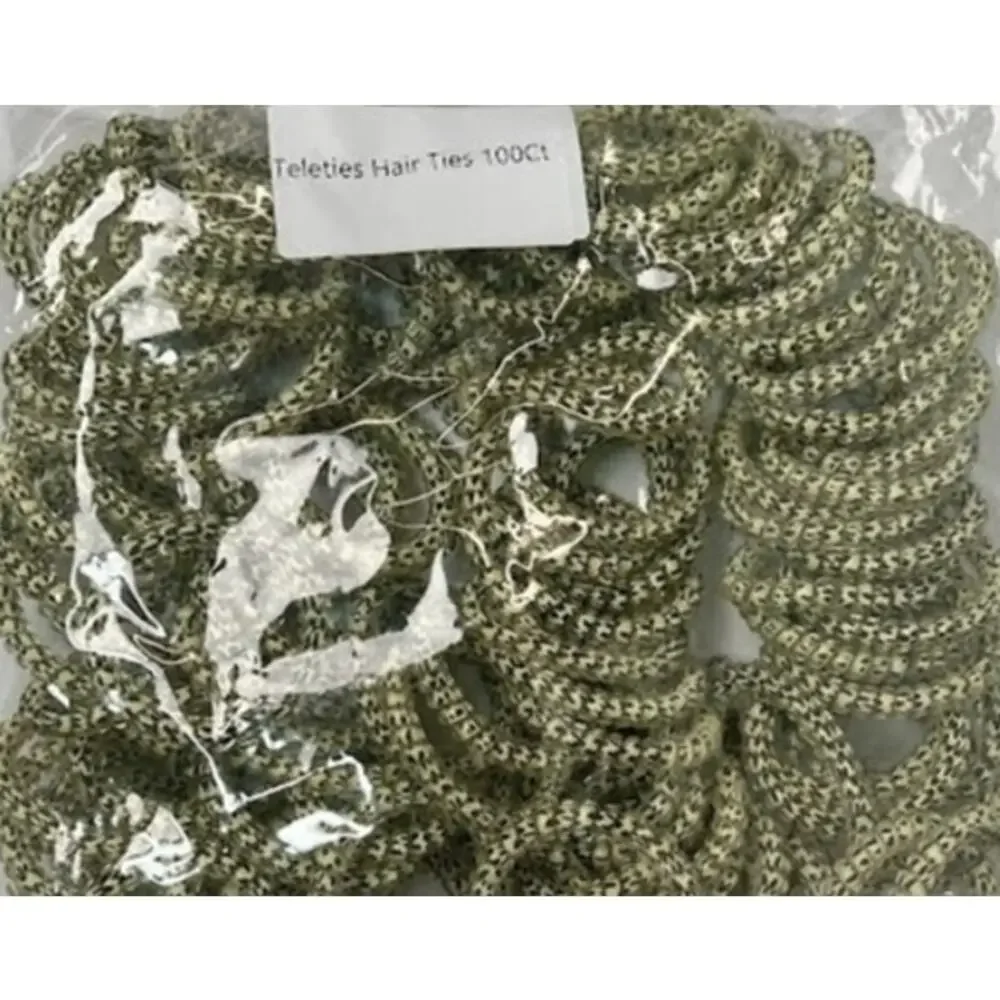 NEW! TELETIES Animal Print Hair‎ Ties - Hair Coils - 100 Pc (Small, Leopard)